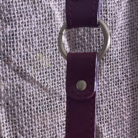 BORN Genuine Leather Red Wine Colored Crossbody Bag with Belt Buckle Hardware - Picture 9 of 11